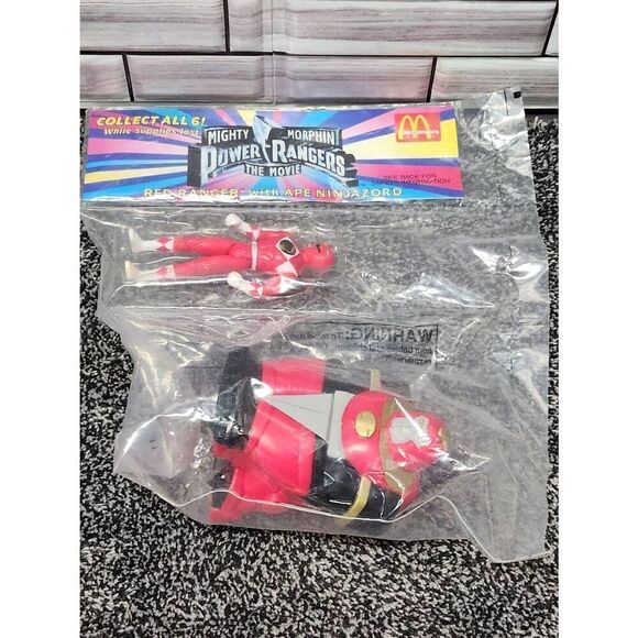 Retro Mighty Morphin Power Rangers The Movie Red Ranger with Ape Ninjazord - Picture 1 of 4
